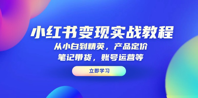 小红书变现实战教程：从小白到精英，产品定价，笔记带货，账号运营等-知芽创业社