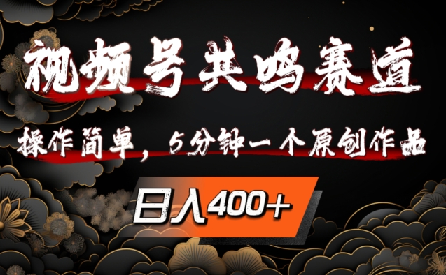 视频号共鸣赛道，操作简单，5分钟1个原创作品，日入几张【揭秘】-知芽创业社