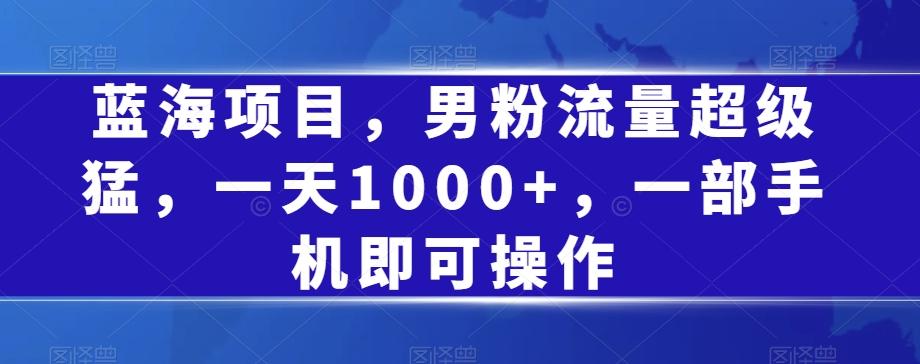 蓝海项目，男粉流量超级猛，一天1000+，一部手机即可操作【揭秘】-知芽创业社