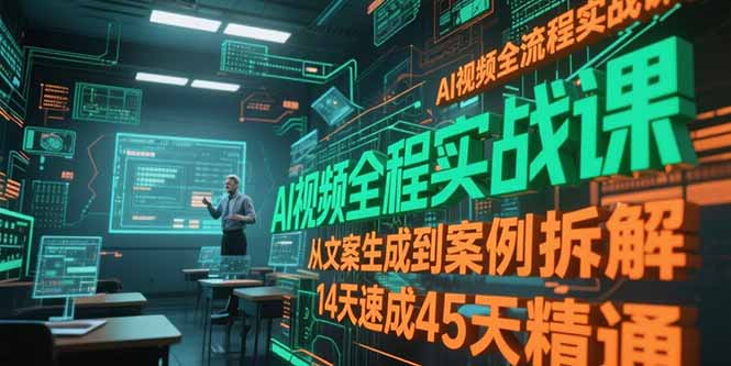 AI视频全流程实战课，从文案生成到案例拆解，14天速成45天精通-知芽创业社