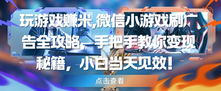 玩游戏挣米，微信小游戏刷广告全攻略，手把手教你变现秘籍，小白当天见效-知芽创业社