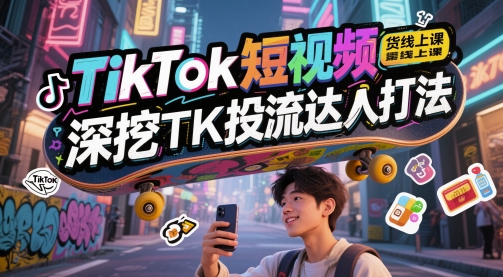 TikTok短视频带货线上课，深挖TK投流达人打法-知芽创业社