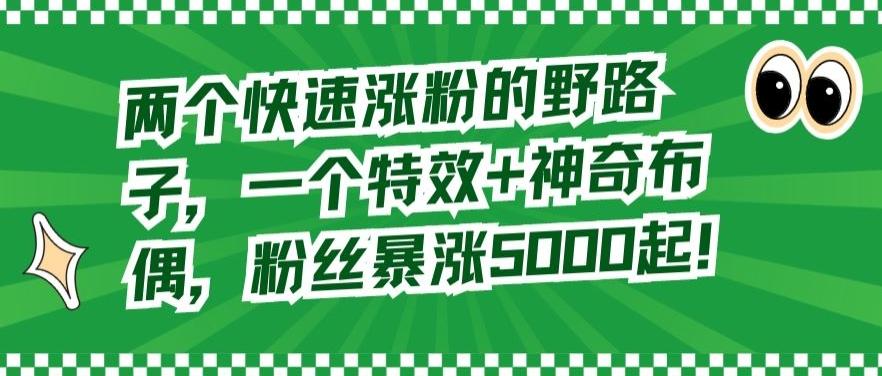 两个快速涨粉的野路子，一个特效+神奇布偶，粉丝暴涨5000起【揭秘】-知芽创业社