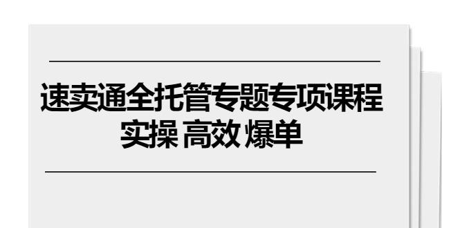 速卖通 全托管专题专项课程，实操 高效 爆单(11节课-知芽创业社