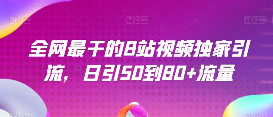 全网最干的B站视频独家引流，日引50到80+流量【揭秘】-知芽创业社