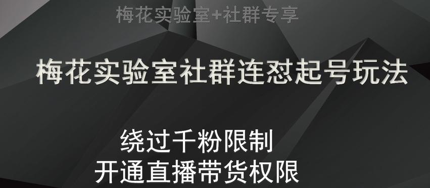 梅花实验室社群连怼起号玩法，视频号绕过千粉限制，开通直播带货权限【揭秘】-知芽创业社