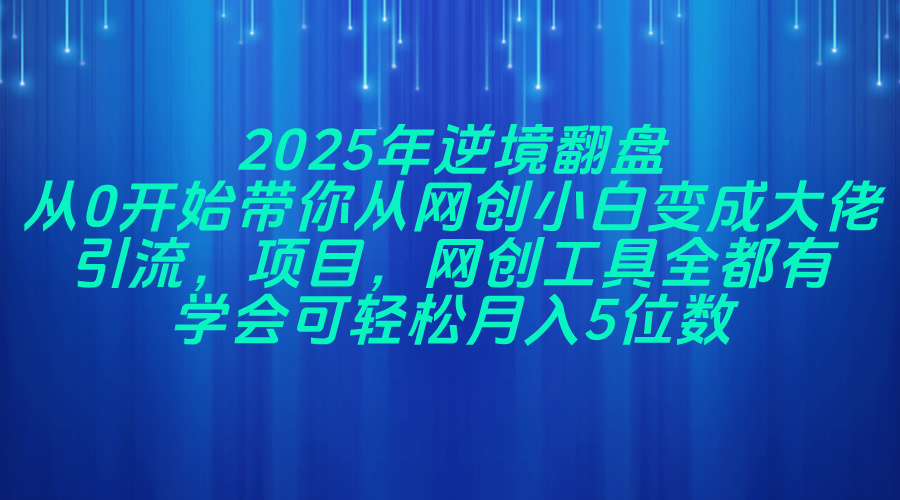 2025年逆境翻盘，从0开始带你从网创小白变成大佬，引流，项目，网创工…-知芽创业社