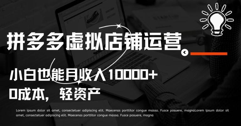 拼多多虚拟店铺运营小白也能月收入10000+【揭秘】-知芽创业社