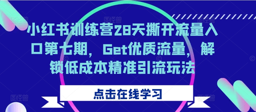 小红书训练营28天撕开流量入口第七期，Get优质流量，解锁低成本精准引流玩法-知芽创业社