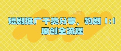 短剧推广干货分享，豹剧 1:1原创全流程-知芽创业社