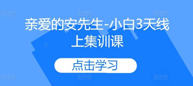 亲爱的安先生-小白3天线上集训课-知芽创业社