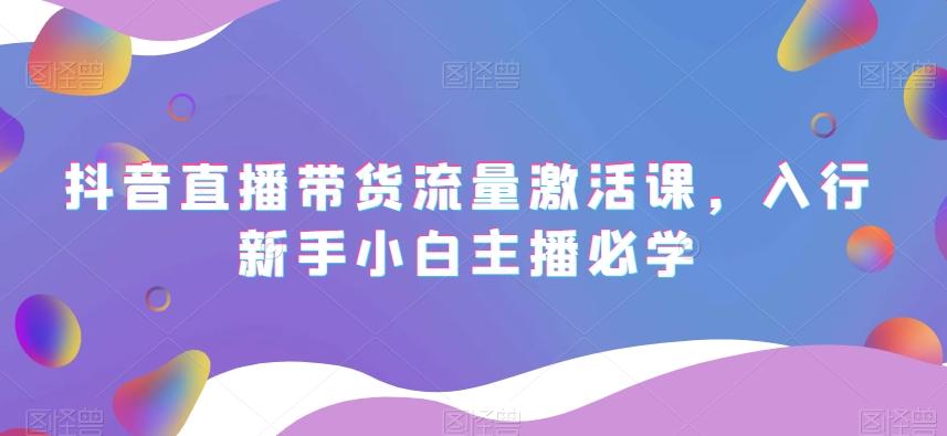 抖音直播带货流量激活课，入行新手小白主播必学-知芽创业社