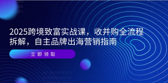 2025跨境致富实战课，收并购全流程拆解，自主品牌出海营销指南-知芽创业社