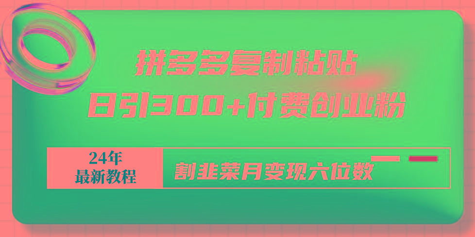 拼多多复制粘贴日引300+付费创业粉，割韭菜月变现六位数最新教程！-知芽创业社