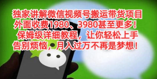 独家讲解微信视频号搬运带货项目,保姆级详细教程-知芽创业社