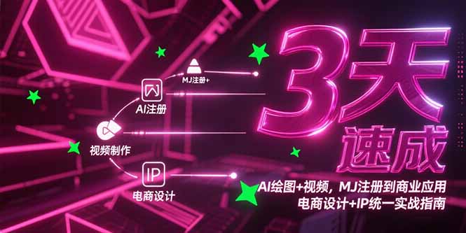 3天速成AI绘图+视频，MJ注册到商业应用，电商设计+IP统一实战指南-知芽创业社