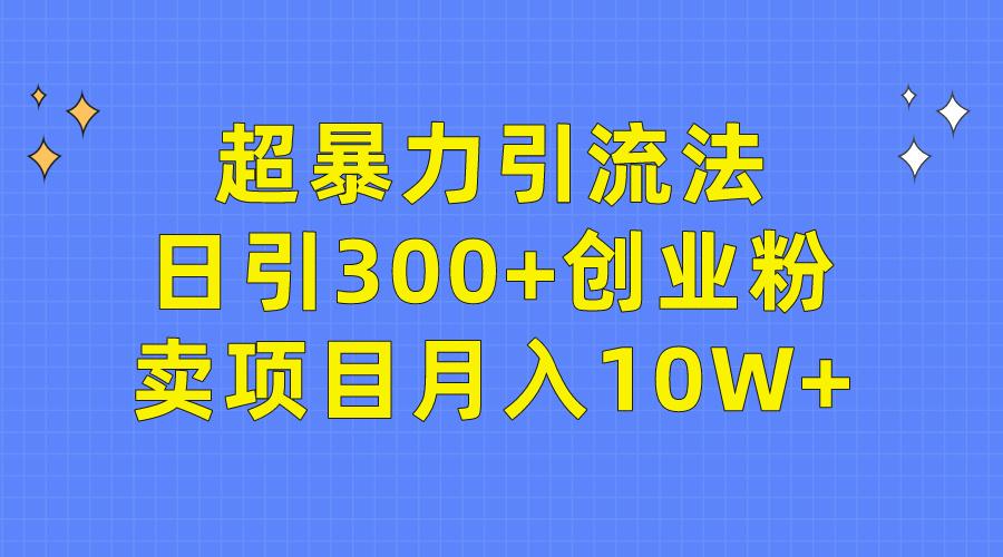 (9954期)超暴力引流法,日引300+创业粉,卖项目月入10W+-知芽创业社