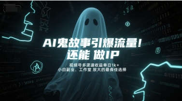 AI鬼故事引爆流量，还能做IP，视频号多渠道收益单日1k+，小白副业、工作室放大的最佳选择-知芽创业社