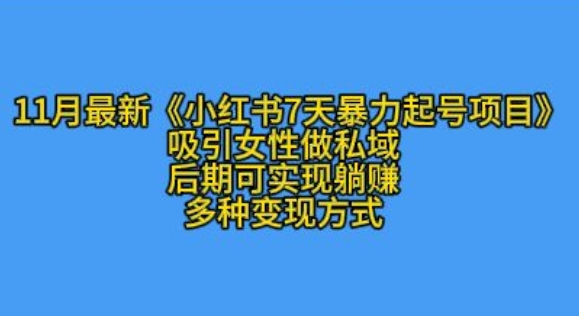 K总部落11月最新小红书7天暴力起号项目，吸引女性做私域【揭秘】-知芽创业社