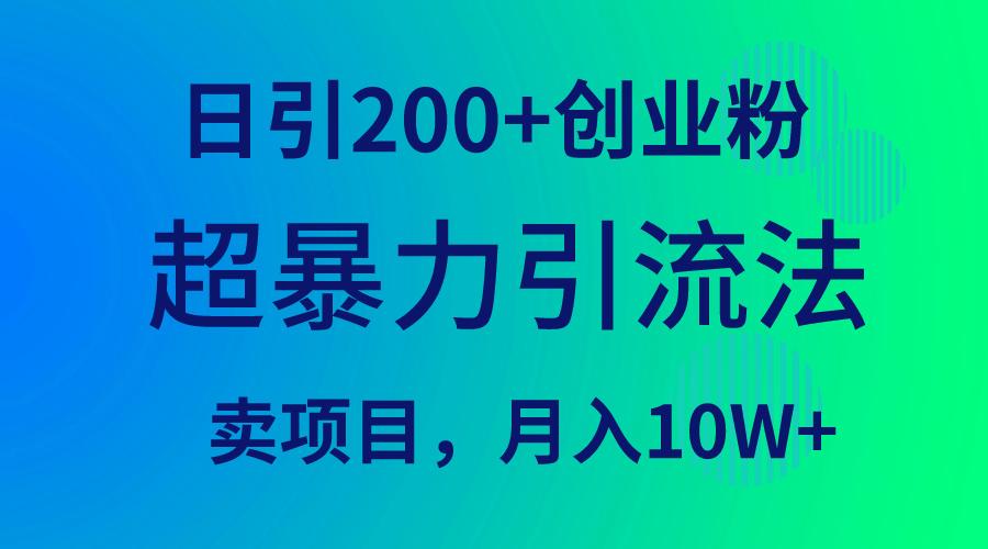 (9654期)超暴力引流法，日引200+创业粉，卖项目月入10W+-知芽创业社