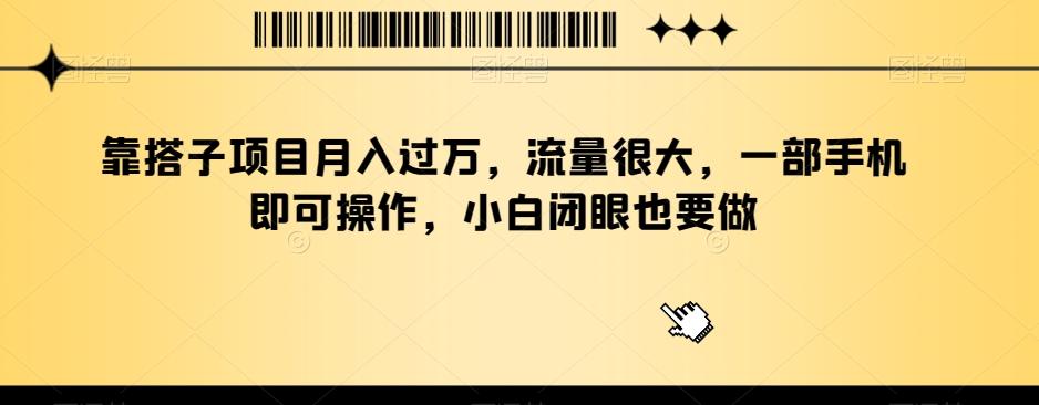 靠搭子项目月入过万，流量很大，一部手机即可操作，小白闭眼也要做-知芽创业社