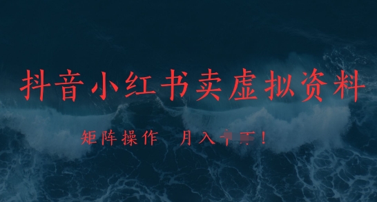 抖音小红书卖虚拟资料，市场需求一直存在，矩阵操作，月入1w+-知芽创业社