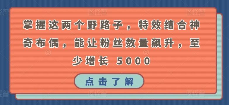 掌握这两个野路子，特效结合神奇布偶，能让粉丝数量飙升，至少增长 5000【揭秘】-知芽创业社