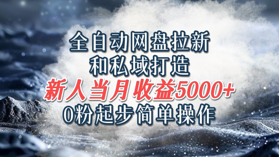 全自动网盘拉新和私域打造，0粉起步简单操作，新人入门当月收益5000以上-知芽创业社