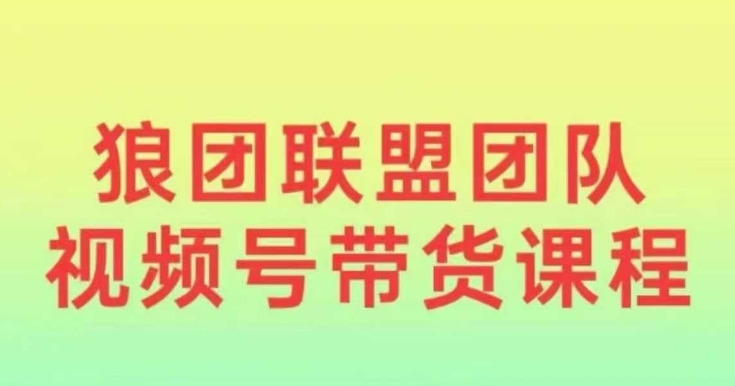 狼团联盟2024视频号带货，0基础小白快速入局视频号-知芽创业社