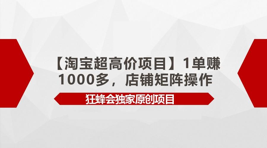 【淘宝超高价项目】1单赚1000多，店铺矩阵操作-知芽创业社