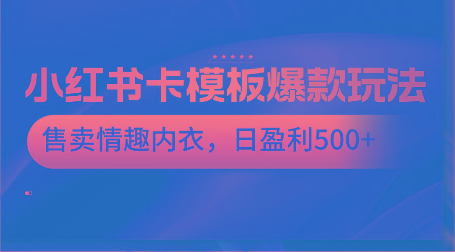 小红书卡模板爆款玩法，售卖情趣内衣，日盈利500+-知芽创业社