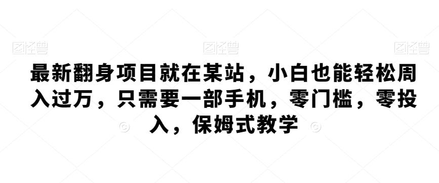 最新翻身项目就在某站，小白也能轻松周入过万，只需要一部手机，零门槛，零投入，保姆式教学-知芽创业社