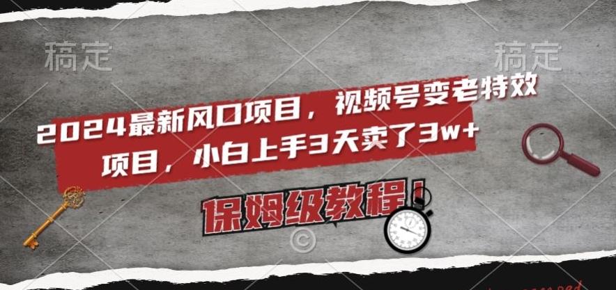 2024最新风口项目，视频号变老特效项目，电脑小白上手3天卖了3w+，保姆级教程【揭秘】-知芽创业社