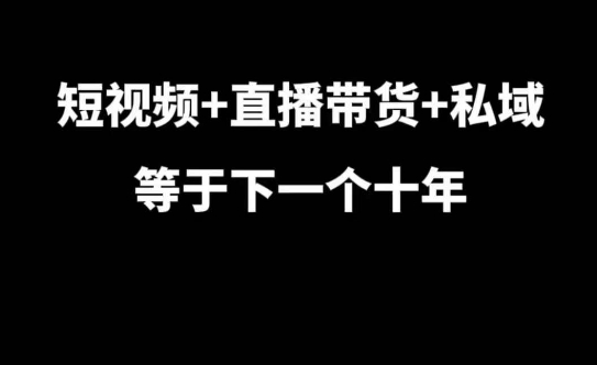 短视频+直播带货+私域等于下一个十年，大佬7年实战经验总结-知芽创业社