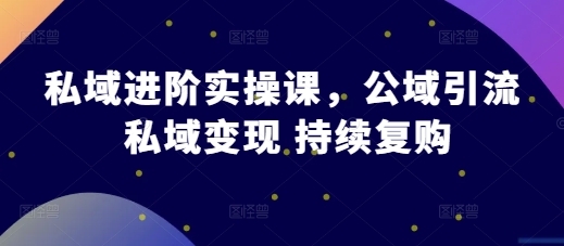 私域进阶实操课，公域引流 私域变现 持续复购-知芽创业社