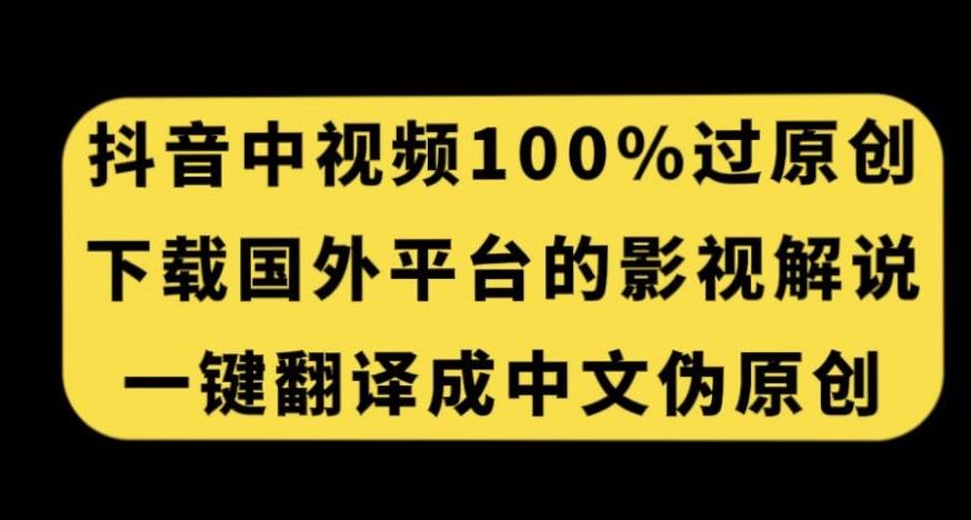 抖音中视频百分百过原创，下载国外平台的电影解说，一键翻译成中文获取收益-知芽创业社
