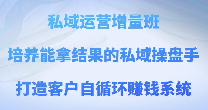 私域运营增量班，培养能拿结果的私域操盘手，打造客户自循环赚钱系统-知芽创业社