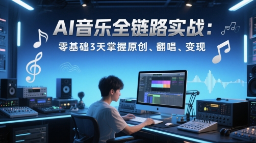 AI音乐全链路实战变现课：零基础3天掌握原创、翻唱、变现-知芽创业社