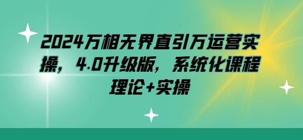 2024万相无界直引万运营实操，4.0升级版，系统化课程 理论+实操-知芽创业社