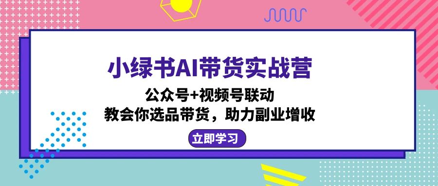 小绿书AI带货实战营：公众号+视频号联动，教会你选品带货，助力副业增收-知芽创业社