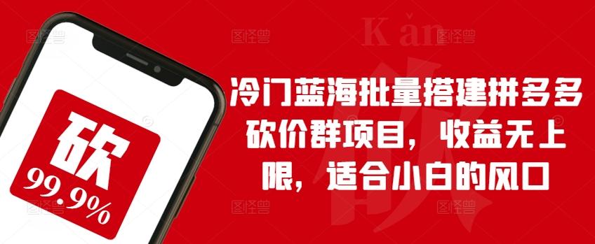 冷门蓝海批量搭建拼多多砍价群项目，收益无上限，适合小白的风口【揭秘】-知芽创业社