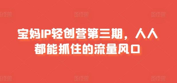 宝妈IP轻创营第三期，人人都能抓住的流量风口-知芽创业社