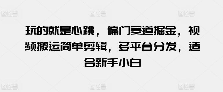 玩的就是心跳，偏门赛道掘金，视频搬运简单剪辑，多平台分发，适合新手小白【揭秘】-知芽创业社