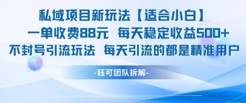 私域项目新玩法【适合小白】 一单收费88.每天稳定收益几张-知芽创业社