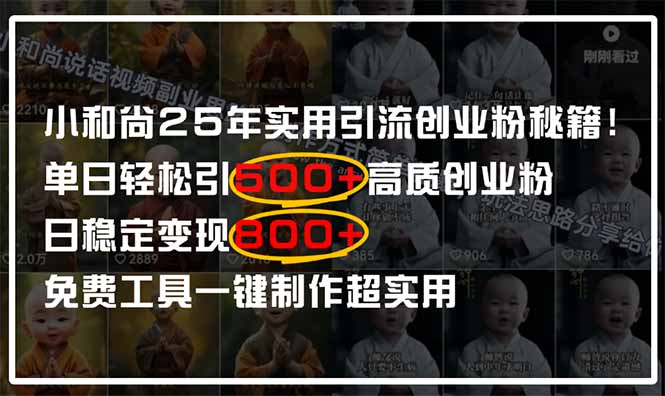 小和尚2025年实用引流秘籍！单日轻松引500+高质量创业粉，日变现800+，...-知芽创业社