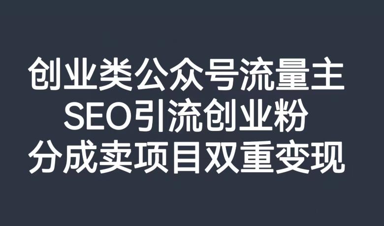 创业类公众号流量主，SEO引流创业粉，分成卖项目双重变现【揭秘】-知芽创业社