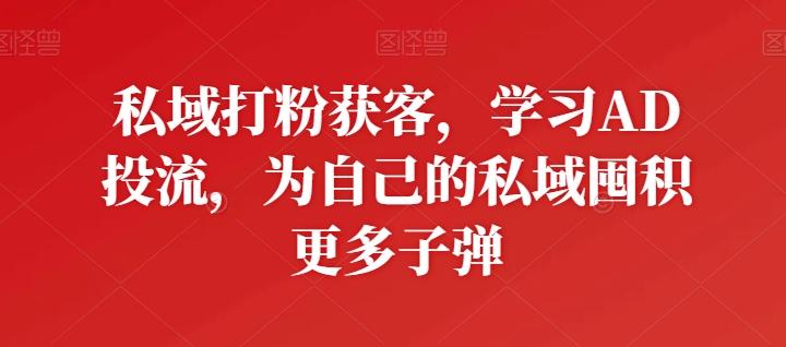 私域打粉获客，学习AD投流，为自己的私域囤积更多子弹-知芽创业社