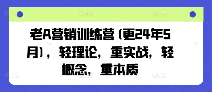 老A营销训练营(更25年1月)，轻理论，重实战，轻概念，重本质-知芽创业社