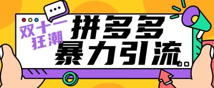 【首发】双十一拼多多暴力引流，日引300+微信-知芽创业社