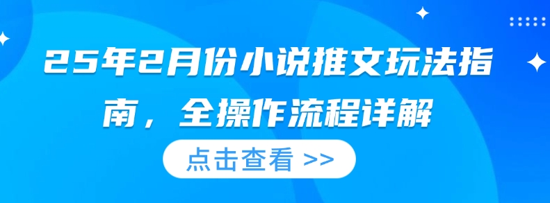 25年2月份小说推文玩法指南，全操作流程详解-知芽创业社